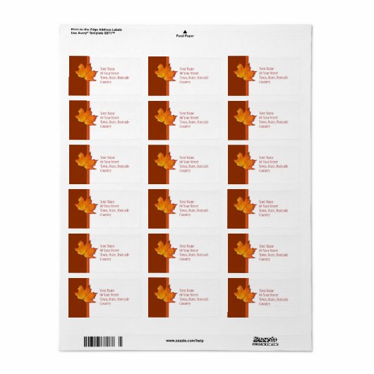 Étiquette de adresse Maple Leaf (Feuille entière)