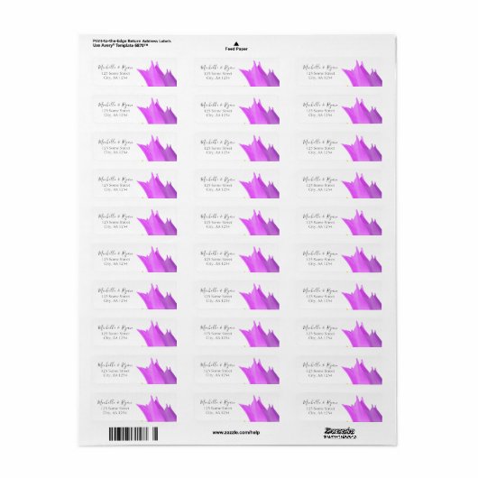 Étiquette de adresse Mariage à fleurs rose Tulip (Feuille entière)