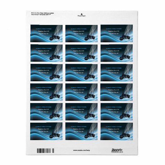 Étiquette de adresse mariage Blue road (Feuille entière)