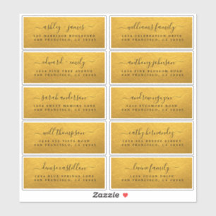 Étiquette de adresse Mariage classique Gold