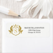Étiquette de adresse Mariage classique Gold Crest (En situation)