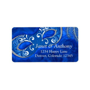 Étiquette de adresse Mariage de balle bleu argent