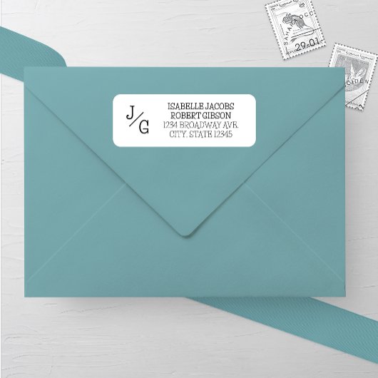 Étiquette de adresse Mariage de Monogramme agricol