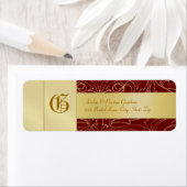 Étiquette de adresse Mariage de monogramme d'or Re (En situation)