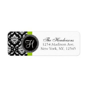 Étiquette de adresse Mariage de monogramme noir ve