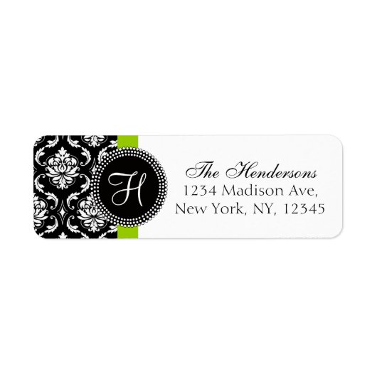 Étiquette de adresse Mariage de monogramme noir ve (Devant)