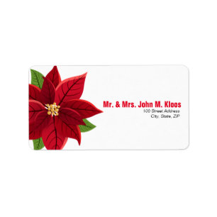 Étiquette de adresse Mariage de Noël Poinsettia