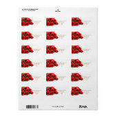 Étiquette de adresse Mariage de roses rouges (Feuille entière)