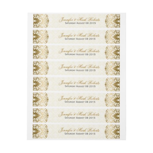 Étiquette de adresse mariage Doré Fissures Beige D (Feuille)