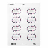 Étiquette de adresse Mariage floral de Burgundy Fa (Feuille entière)