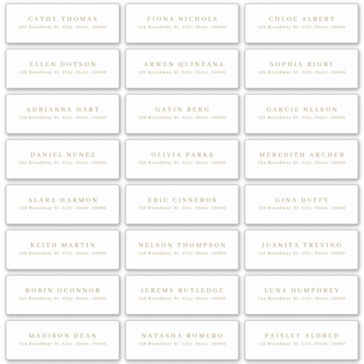 Étiquette de adresse mariage moderne or minimalist (Devant)