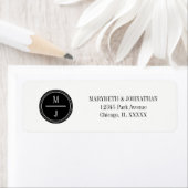 Étiquette de adresse Mariage Monogram simple et él (En situation)