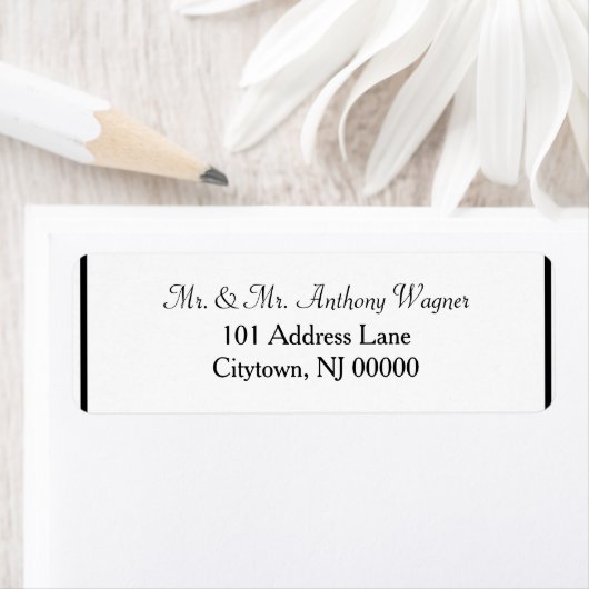 Étiquette de adresse Mariage noir blanc classique (En situation)