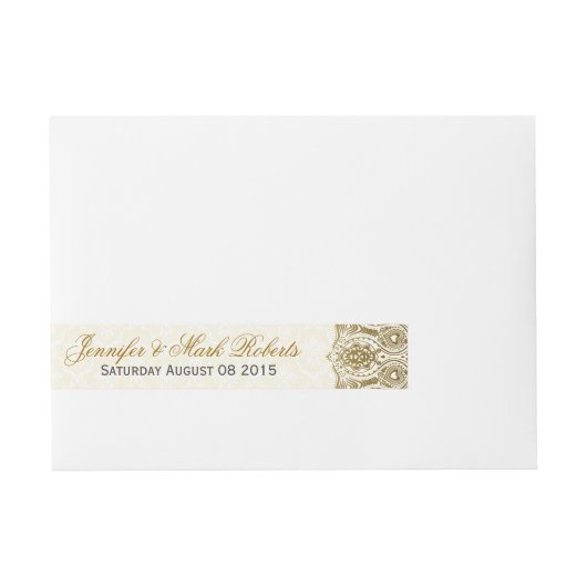 Étiquette de adresse mariage Or dentelle 2 Beige D (Devant)