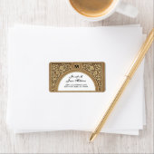 ÉTIQUETTE DE ADRESSE Mariage or élégant à arc flor (En situation)