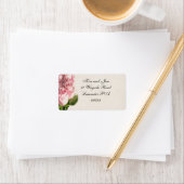 étiquette de adresse mariage rose (En situation)