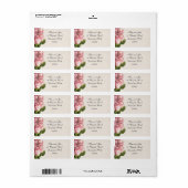 étiquette de adresse mariage rose (Feuille entière)