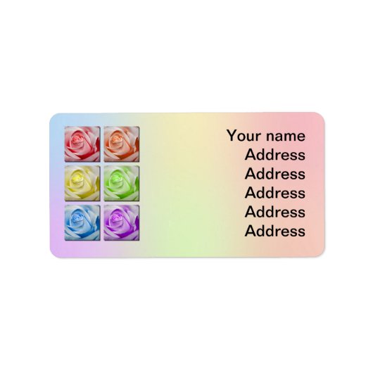Étiquette de adresse Mariage Rose Macro Rainbow (Devant)
