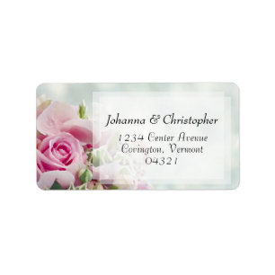 Étiquette de adresse Mariage rose Roses