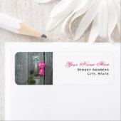 Étiquette de adresse mariage - Roses roses chauds  (En situation)