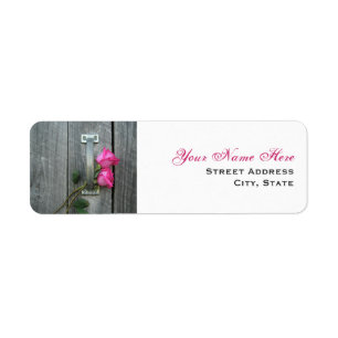 Étiquette de adresse mariage - Roses roses chauds