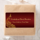 Étiquette de adresse Mariage Royal Burgundy Gold P (En situation)