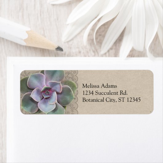 Étiquette de adresse Mariage rustique Succulent (En situation)