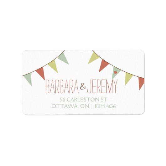 Étiquette de adresse Mariage Shabby Chic Bunting (Devant)