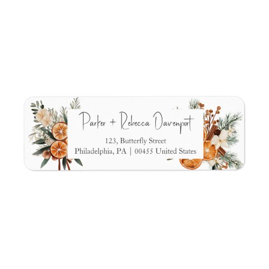 étiquette de adresse mariage verdure d'hiver (Devant)