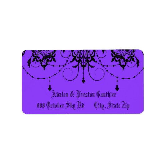 Étiquette de adresse Mariage Victorian Lace Purple (Devant)