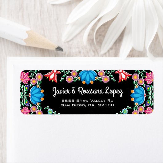 Étiquette de adresse mexicain Fiesta (En situation)