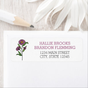 Étiquette de adresse minimaliste d'aster violet