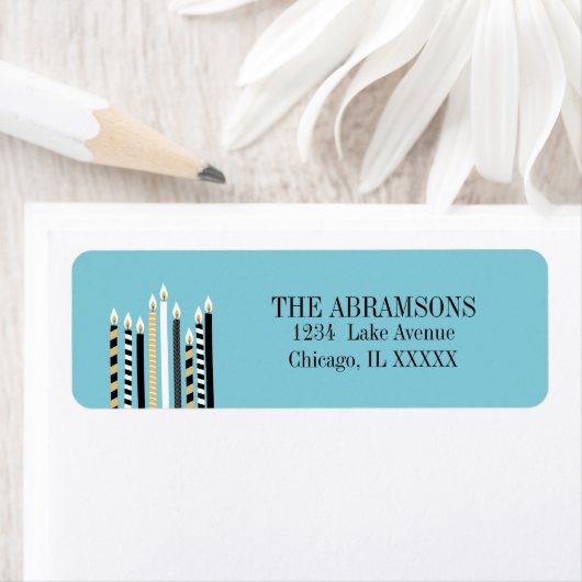 Étiquette de adresse moderne Happy Hanoukka Candle (En situation)