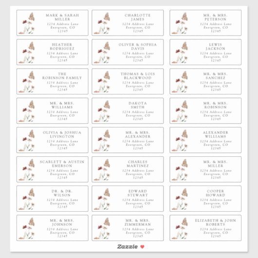 Étiquette de adresse moderne invité (Feuille)