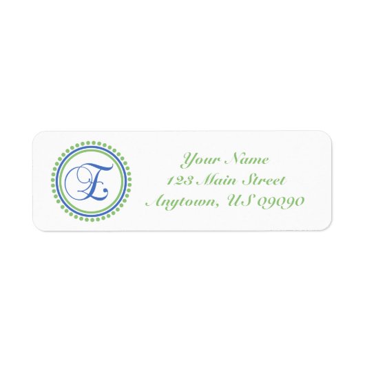 Étiquette de adresse Mongramme du cercle de points (Devant)