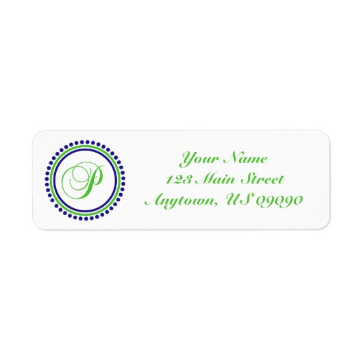 Étiquette de adresse Mongramme du cercle de points (Devant)