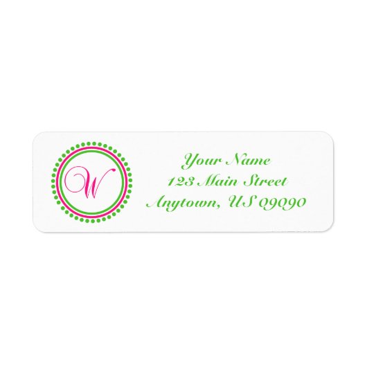 Étiquette de adresse Mongramme du point W (rose / (Devant)