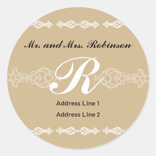 Étiquette de adresse Monogramme classique 2 (Devant)