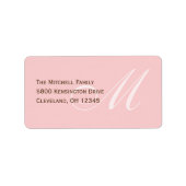 Étiquette de adresse Monogramme classique - Rose (Devant)