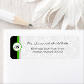 Étiquette de adresse Monogramme Damask vert (En situation)