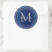 Étiquette de adresse monogramme en bleu marine (Sac)