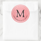 Étiquette de adresse monogramme en Coral (Sac)