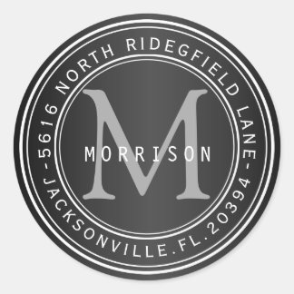 Étiquette de adresse monogramme en noir 2