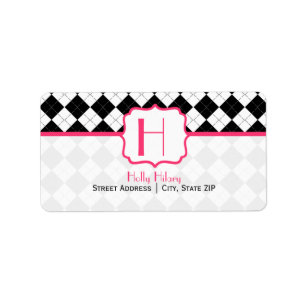 Étiquette de adresse Monogramme - Jacquard noir et