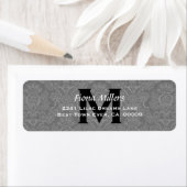 Étiquette de adresse Monogramme Mariage damassé gr (En situation)