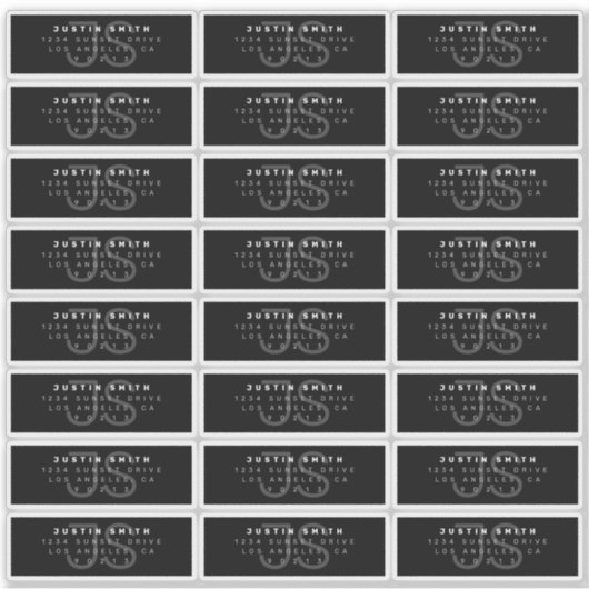 Étiquette de adresse Monogramme moderne transparen (Devant)