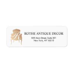 Étiquette de adresse Monogramme or du détaillant d