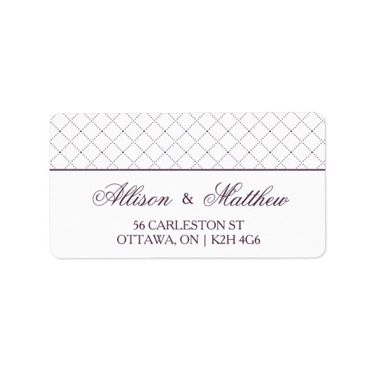 Étiquette de adresse Motif Classy Purple Check (Devant)