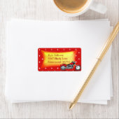 Étiquette de adresse moto rouge (En situation)