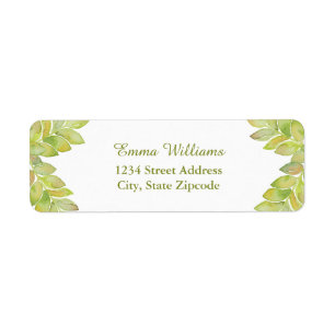 Étiquette de adresse naturel Feuille vert clair